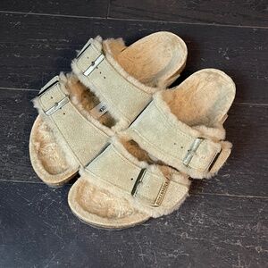 Birkenstock Arizona teddy Shearling in suede Taupe EU38 shoe sandal winter